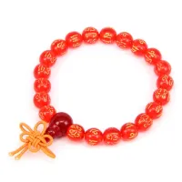 Браслет - четки с мантрой 8мм, акрил, цвет красный BS271