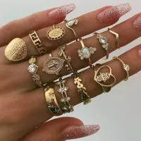 Набор колец, металл, цвет золот. KLN016