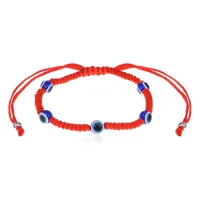 Браслет из красной нити 5 бусин от сглаза BS294