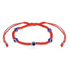Браслет из красной нити 5 бусин от сглаза BS294