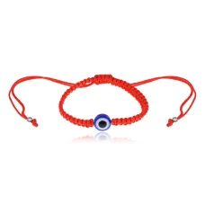 Браслет из красной нити с плоской бусиной 11мм BS295