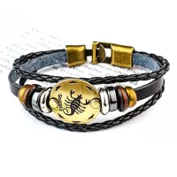 Кожаный браслет с застежкой Знаки Зодиака - Скорпион BS313-01
