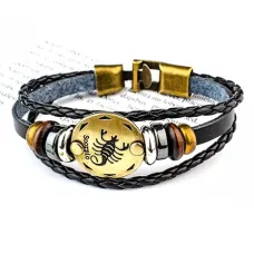 Кожаный браслет с застежкой Знаки Зодиака - Скорпион BS313-01