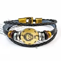 Кожаный браслет с застежкой Знаки Зодиака - Лев BS313-06
