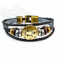Кожаный браслет с застежкой Знаки Зодиака - Весы BS313-07