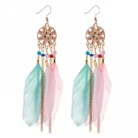 Цветные серьги с перьями 10см SE108-1