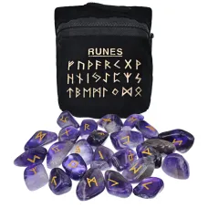Скандинавские руны с мешочком, 25шт., Аметист MR015-2