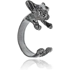 Безразмерное кольцо Собака, цвет темный металл KL006-3