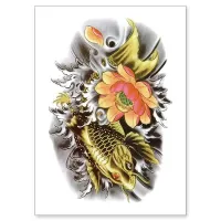 Временная татуировка Карп и Цветок, 150х210мм TTWX-036