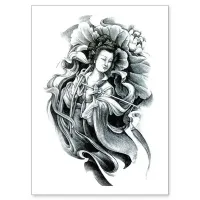 Временная татуировка Гуаньинь, 150х210мм TTWX-040