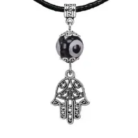 Амулет Хамса (от сглаза и зла), бусина Дзи из агата MKA35-0001