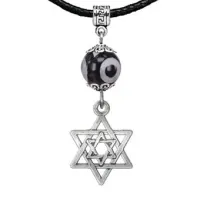 Амулет Звезда Давида (от сглаза и зла), бусина Дзи из агата MKA35-02