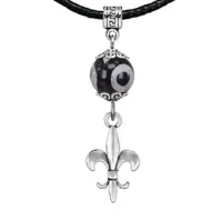 Амулет Королевская лилия (достоинство, власть, успех), бусина Дзи из агата MKA35-04