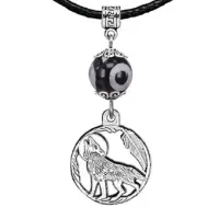 Амулет Волк (защита, сила, победа), бусина Дзи из агата MKA35-07