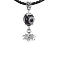 Амулет Лотос (гармония и развитие), бусина Дзи из агата MKA35-15