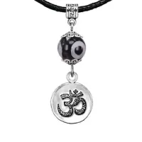 Амулет Ом (защита и духовное развитие), бусина Дзи из агата MKA35-18