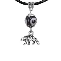 Амулет Медведь (защита, сила, победа), бусина Дзи из агата MKA35-19