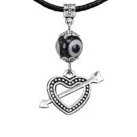 Амулет Сердце со стрелой (любовь), бусина Дзи из агата MKA35-22