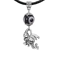 Амулет Дракон (удача, могущество, успех), бусина Дзи из агата MKA35-25