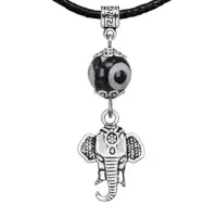 Амулет Слон (мудрость, сила, долголетие), бусина Дзи из агата