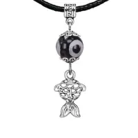 Амулет Золотая рыбка (исполнение желаний), бусина Дзи из агата MKA35-27