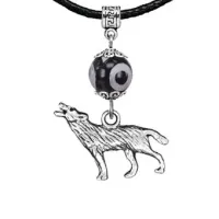 Амулет Волк (защита, сила, победа), бусина Дзи из агата MKA35-28