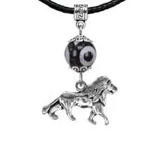 Амулет Лев (храбрость, власть, благосостояние), бусина Дзи из агата MKA35-2073