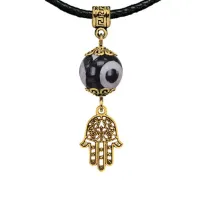 Амулет Хамса (от сглаза и зла), бусина Дзи из агата MKAG-35-0001