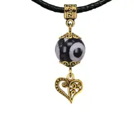 Амулет Сердце (любовь и семейное счастье), бусина Дзи из агата MKAG-35-0010