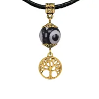 Амулет Дерево жизни (защита и развитие), бусина Дзи из агата MKAG-35-0012