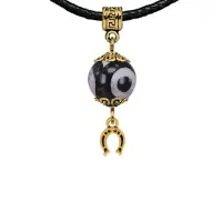 Амулет Подкова (на счастье), бусина Дзи из агата MKAG-35-0018