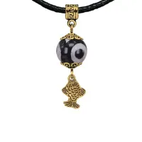 Амулет Золотая рыбка (исполнение желаний), бусина Дзи из агата MKAG-35-0021