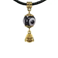 Амулет Бог богатства (изобилие и благополучие), бусина Дзи из агата MKAG-35-0025