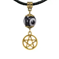 Амулет Пентаграмма (мощная защита от зла), бусина Дзи из агата