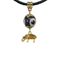 Амулет Слон (мудрость, сила, долголетие), бусина Дзи из агата MKAG-35-0062