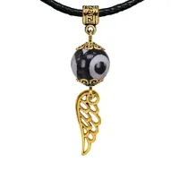 Амулет Крыло ангела (защита высших сил), бусина Дзи из агата MKAG-35-2039