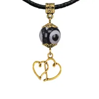 Амулет Два сердца (любовь и семейное счастье), бусина Дзи из агата MKAG-35-2042