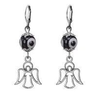 Серьги Ангел-хранитель (помощь и защита), бусины Дзи из агата SE-MKA35-05