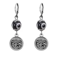 Серьги Око Ра (дар предвидения), бусины Дзи из агата SE-MKA35-09