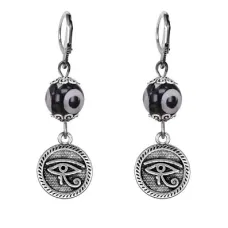 Серьги Око Ра (дар предвидения), бусины Дзи из агата SE-MKA35-09