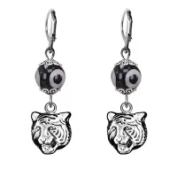 Серьги Тигр (защита, сила, победа), бусины Дзи из агата SE-MKA35-10