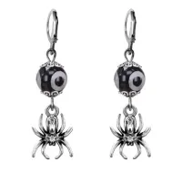 Серьги Паук (защита, трудолюбие, достаток), бусины Дзи из агата SE-MKA35-14