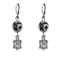 Серьги Черепаха (здоровье и долголетие), бусины Дзи из агата SE-MKA35-16