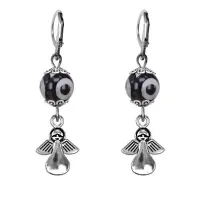 Серьги Ангел-хранитель (защита), бусины Дзи из агата SE-MKA35-17