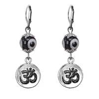 Серьги Ом (защита и духовное развитие), бусины Дзи из агата SE-MKA35-18