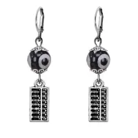 Серьги Счеты (богатство), бусины Дзи из агата SE-MKA35-21