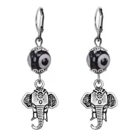 Серьги Слон (мудрость, сила, долголетие), бусины Дзи из агата SE-MKA35-26