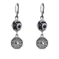 Серьги Багуа (защита от негативной энергии), бусины Дзи из агата SE-MKA35-34