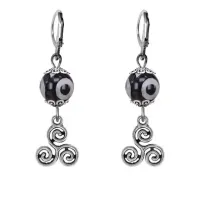 Серьги Трискель (защита и гармония), бусины Дзи из агата SE-MKA35-0036