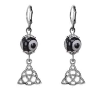 Серьги Трикветр (защита и гармония), бусины Дзи из агата SE-MKA35-0069